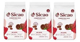 Kit C/3cobertura Sicao Mais Gotas Fracionado 1,01kg Ao Leite