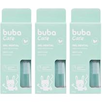 Kit c/ 3un gel dental buba care sem flúor acompanha escova massageadora