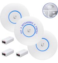 Kit C 3uni Access Point Ubiquiti Unifi U6+ Plus + Fonte Poe