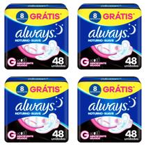 Kit c/4 Absorvente Always Noturno Suave ”G” c/48 Unidades cada