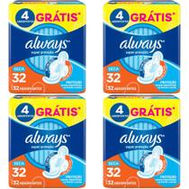 Kit c/4 Absorvente Básico Malha Seca C/Abas Always Simples 32 Unidades cada