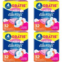 Kit c/4 Absorvente Básico Malha Suave Com Abas Always Simples c/32 Unidades cada