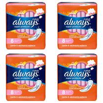 Kit c/4 Absorvente Básico Suave Sem Abas Always Simples c/8 Unidades cada