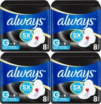 Kit c/4 Absorvente Cobertura Seca Noturno Com Abas Always Simples 8 Unidades