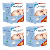 KIT C/4 Absorvente Seios Amamente Premium Anti-vazamento 30un