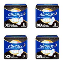 Kit c/4 Absorventes Always Básico Suave XG Com Abas Com 8 Unidades