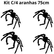 Kit C/4 Aranha Peluda 75cm Halloween Decoração Enfeite