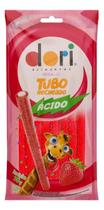 Kit c/ 4 Bala Regaliz Morango Acido Recheio Creme Tubo Dori