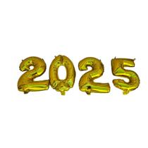 kit c/4 balões metalizado numero 2025 Reveillon ouro 16"