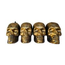 kit c/4 Cabeça crânio decoração dourado esqueleto c/corrente