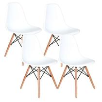 Kit C 4 Cadeira Charles Eames Wood Dsw Branca Base Madeira Kit C 4 Cadeira Charles Eames Wood Dsw Branca Base Madeira