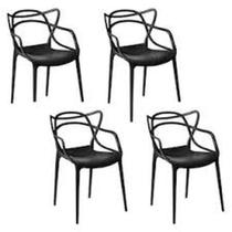 Kit C/ 4 Cadeiras Allegra Masters 100% Polipropileno Preta Kit C/ 4 Cadeiras Allegra Masters 100% Polipropileno Preta