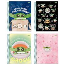 Kit c/ 4 Caderno Univ. Baby Yoda Grogu 1 Matéria 80fls