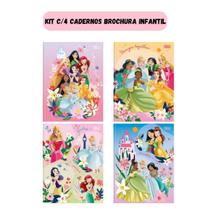 Kit C/4 Cadernos Brochura 1/4 TILIBRA Princesas Disney