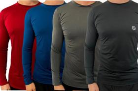 Kit c/ 4 camisas térmicas ice proteção uv50+ unissex preta azul cinza vermelha