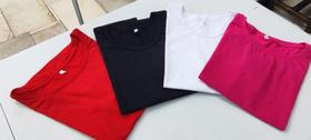 Kit c/4 camisetas baby look em algodão nas cores vermelho/branco/preto/rosa