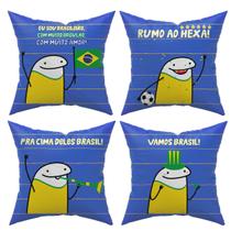 Kit c/ 4 Capas de Almofadas Flork Meme Copa do Mundo Brasil 45cm x 45cm Kit c/ 4 Capas de Almofadas Flork Meme Copa do Mundo Brasil 45cm x 45cm