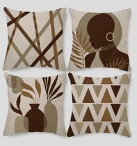 Kit c/4 Capas de Almofadas Linho Marrom/Bege (45x45) Kit c/4 Capas de Almofadas Linho Marrom/Bege (45x45)