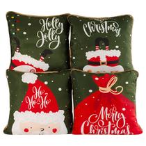 Kit c/ 4 Capas de Almofadas Natal Ano Novo Estampadas 45cm x 45cm c/ Viés Kit c/ 4 Capas de Almofadas Natal Ano Novo Estampadas 45cm x 45cm c/ Viés