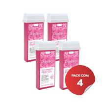 Kit c/4 Ceras Depilatória Refil Roll On Depilflax Rosa 100g
