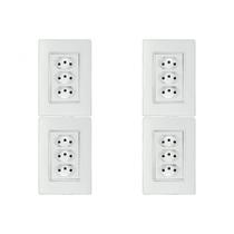 Kit C/4 - Conjunto Ilumi Vivaz Branco Com Placa 3 Tomadas...
