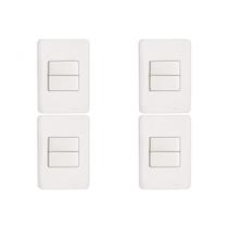 Kit C/4 - Conjunto Perlex Aros 4X2 Branco Com Placa(1Simp...