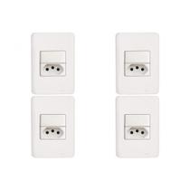 Kit C/4 - Conjunto Perlex Aros 4X2 Branco Com Placa(1Simp... Kit C/4 - Conjunto Perlex Aros 4X2 Branco Com Placa(1Simp...
