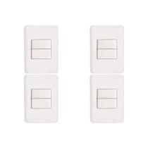 Kit C/4 - Conjunto Perlex Aros 4X2 Branco Com Placa(1Simp... Kit C/4 - Conjunto Perlex Aros 4X2 Branco Com Placa(1Simp...