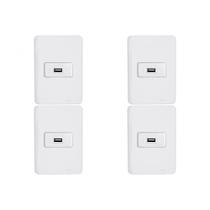 Kit C/4 - Conjunto Perlex Aros 4X2 Branco Com Placa(1Toma...