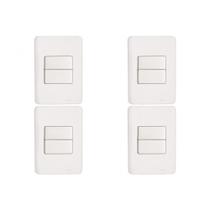 Kit C/4 - Conjunto Perlex Aros 4X2 Branco Com Placa(2Simp... Kit C/4 - Conjunto Perlex Aros 4X2 Branco Com Placa(2Simp...