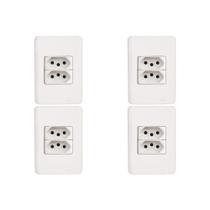 Kit C/4 - Conjunto Perlex Aros 4X2 Branco Com Placa(2Toma... Kit C/4 - Conjunto Perlex Aros 4X2 Branco Com Placa(2Toma...