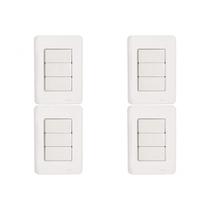 Kit C/4 - Conjunto Perlex Aros 4X2 Branco Com Placa(3Simp... Kit C/4 - Conjunto Perlex Aros 4X2 Branco Com Placa(3Simp...