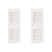 Kit C/4 - Conjunto Perlex Aros 4X2 Branco Com Placa(3Simp... Kit C/4 - Conjunto Perlex Aros 4X2 Branco Com Placa(3Simp...