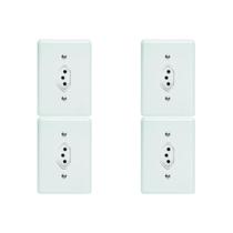 Kit C/4 - Conjunto Perlex''Branca''Com Placa(1Tomada 20A)...