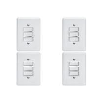 Kit C/4 - Conjunto Perlex''Branca''Com Placa(2Simples+1Pa...