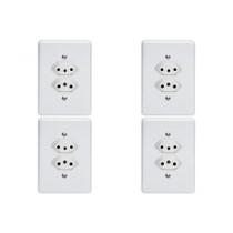 Kit C/4 - Conjunto Perlex''Branca''Com Placa(2Tomadas 10/...