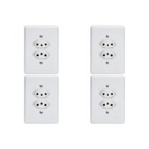 Kit C/4 - Conjunto Perlex''Branca''Com Placa(2Tomadas 10/...