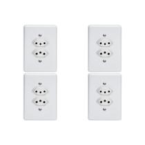 Kit C/4 - Conjunto Perlex''Branca''Com Placa(2Tomadas 10/...