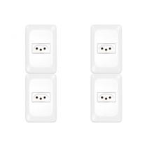 Kit C/4 - Conjunto Pial Pop 4X2 Branco Com Placa (1Tomada...