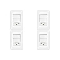 Kit C/4 - Conjunto Pial Pop 4X2 Branco Com Placa (2Simple... Kit C/4 - Conjunto Pial Pop 4X2 Branco Com Placa (2Simple...
