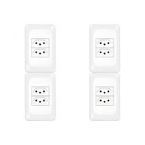 Kit C/4 - Conjunto Pial Pop 4X2 Branco Com Placa (2Tomada... Kit C/4 - Conjunto Pial Pop 4X2 Branco Com Placa (2Tomada...