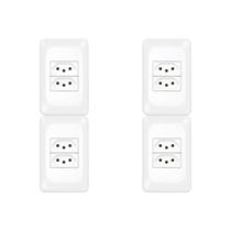Kit C/4 - Conjunto Pial Pop 4X2 Branco Com Placa (2Tomada... Kit C/4 - Conjunto Pial Pop 4X2 Branco Com Placa (2Tomada...