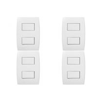 Kit C/4 - Conjunto Soprano Ilus 4X2 Branco Com Placa(1Sim... Kit C/4 - Conjunto Soprano Ilus 4X2 Branco Com Placa(1Sim...
