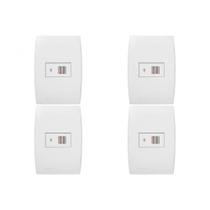 Kit C/4 - Conjunto Soprano Ilus 4X2 Branco Com Placa(Ciga... Kit C/4 - Conjunto Soprano Ilus 4X2 Branco Com Placa(Ciga...