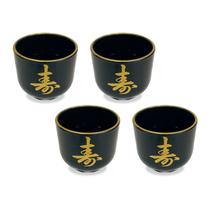 kit C/4 Copo Guinomi Bebida Japonesa Coreana 80ml Preto