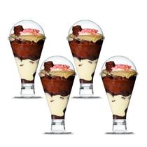 Kit C/4 Copo Tampa Bolha 300Ml Servir Salada Doces 19X9Cm