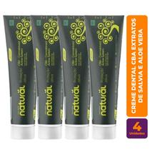 Kit c/ 4 Creme Dental Vegano CBA Extratos de Salvia e Aloe Vera 80g - Orgânico Natural
