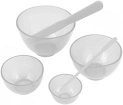 Kit c/4 cubetas +2 espatulas aplicação de cosméticos transparente estek