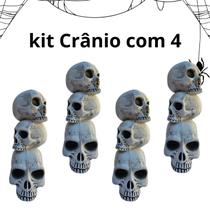 Kit c/4 decoração Torre crânios 38cm Halloween plástico Kit c/4 decoração Torre crânios 38cm Halloween plástico