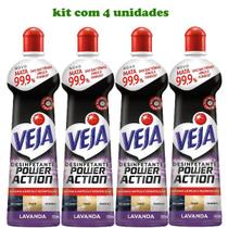 Kit C/4 Desinfetante Veja Power Action Lavanda 500ml